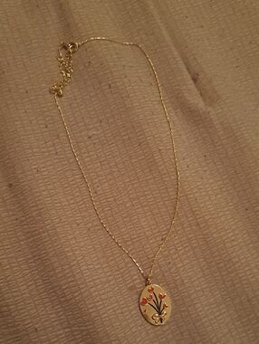 Gold Floral Heart Pendant Necklace